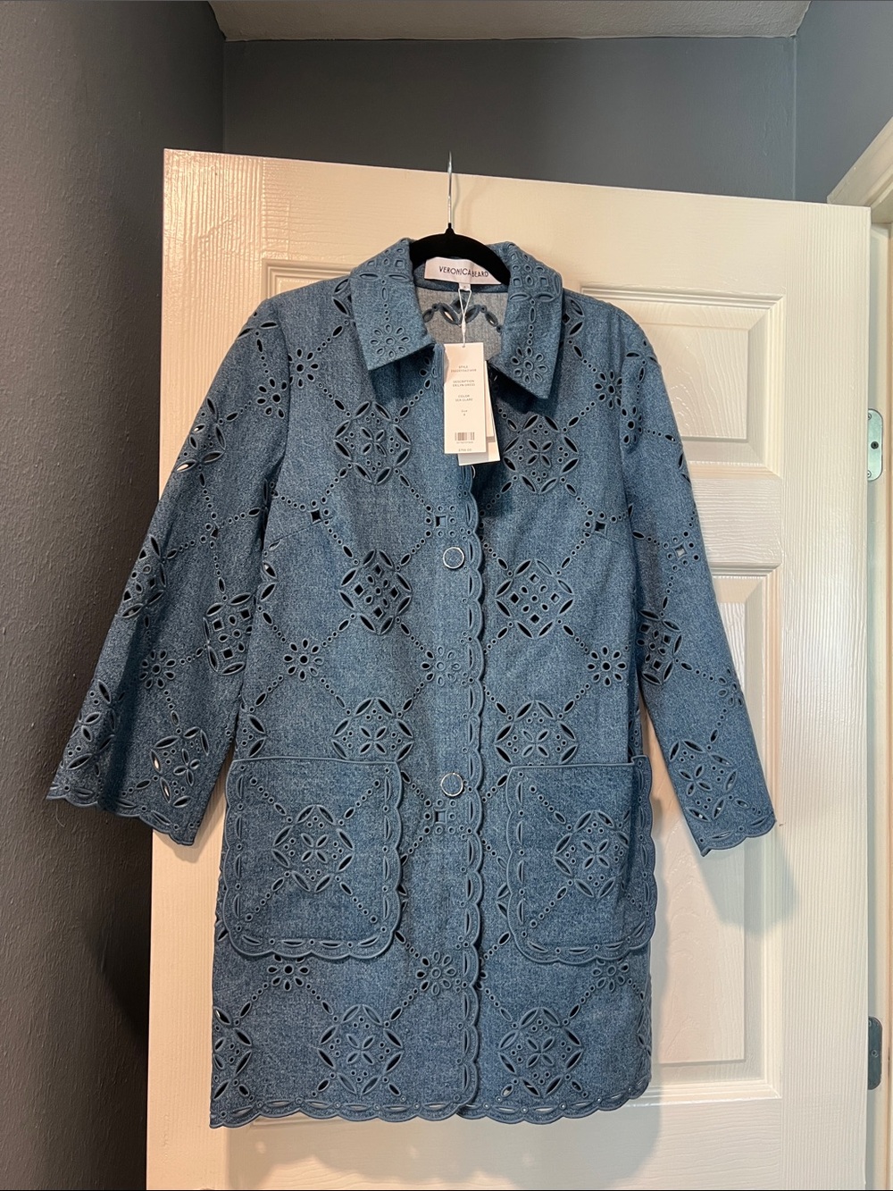 Veronica Beard Blue Eyelet Mini Dress - Picture 8 of 9